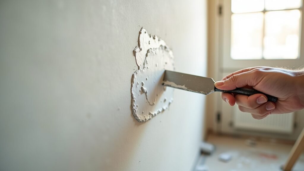 Applying spackle to wall