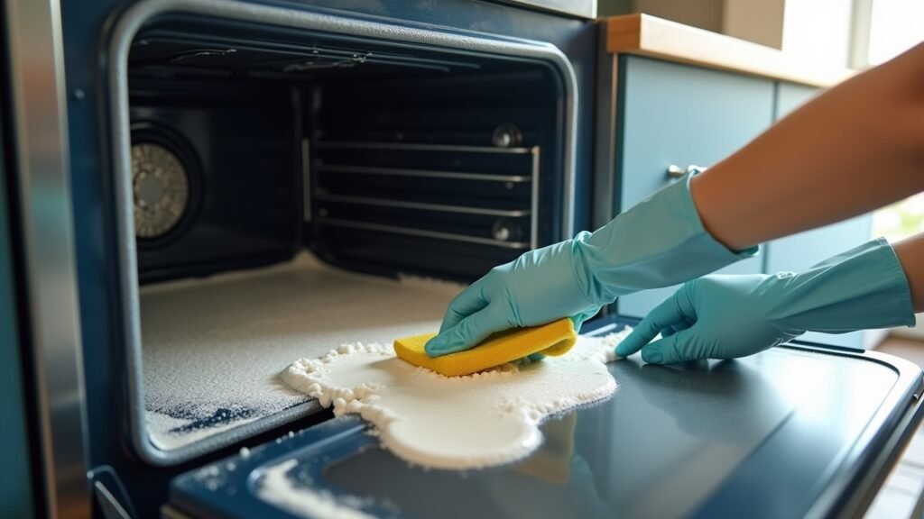 Baking soda paste on oven