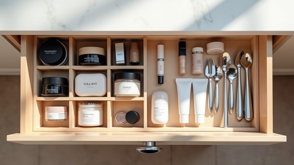 Drawer dividers with products