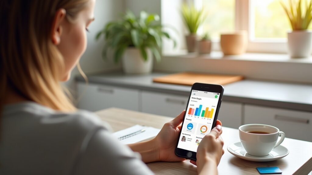 Person using budgeting app