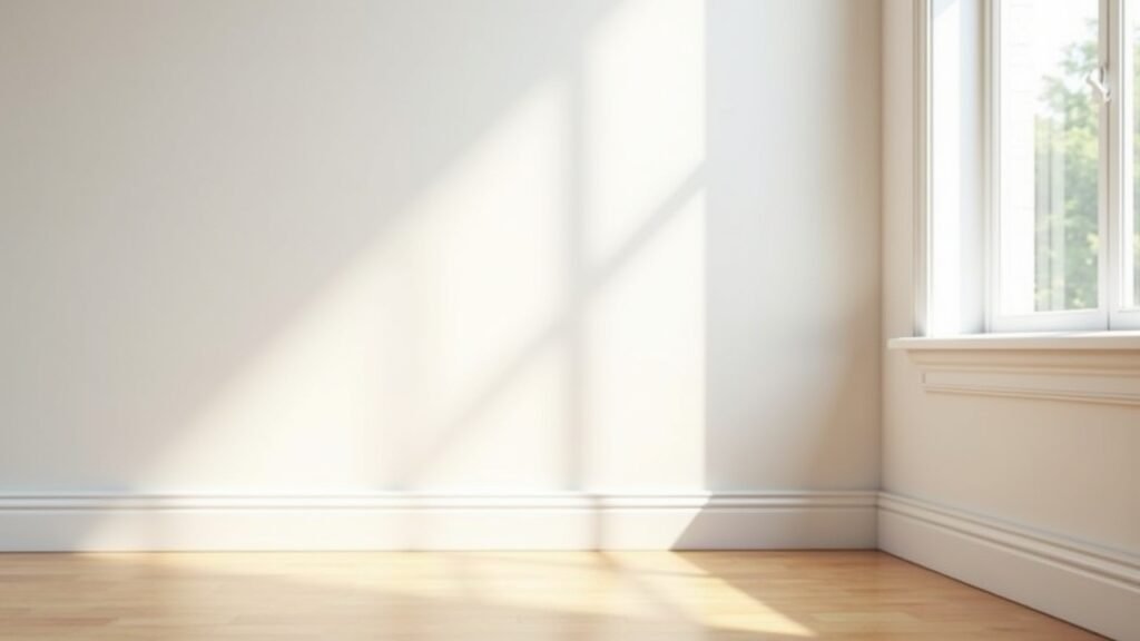 Clean white baseboards