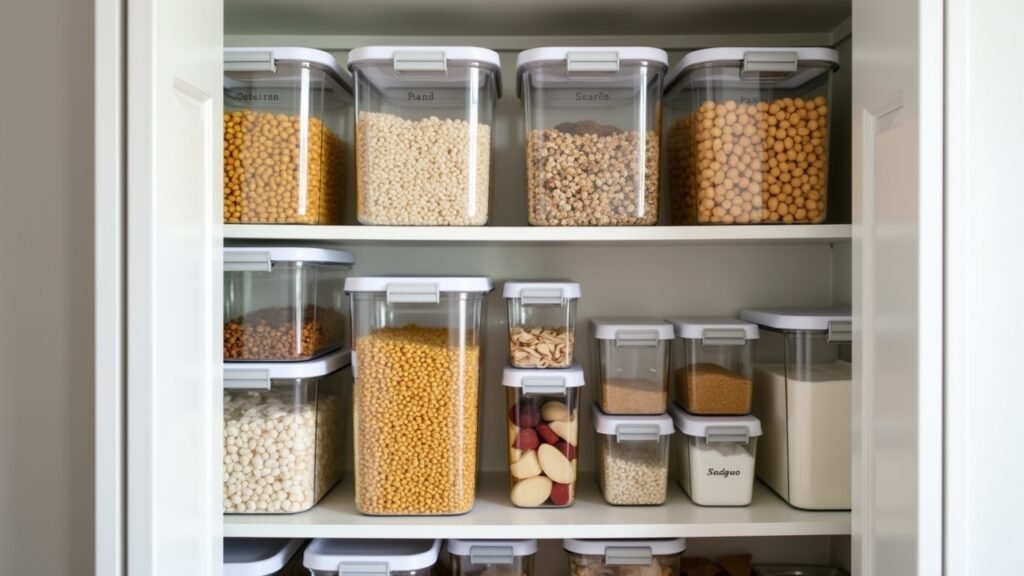 Pantry with dollar store containers