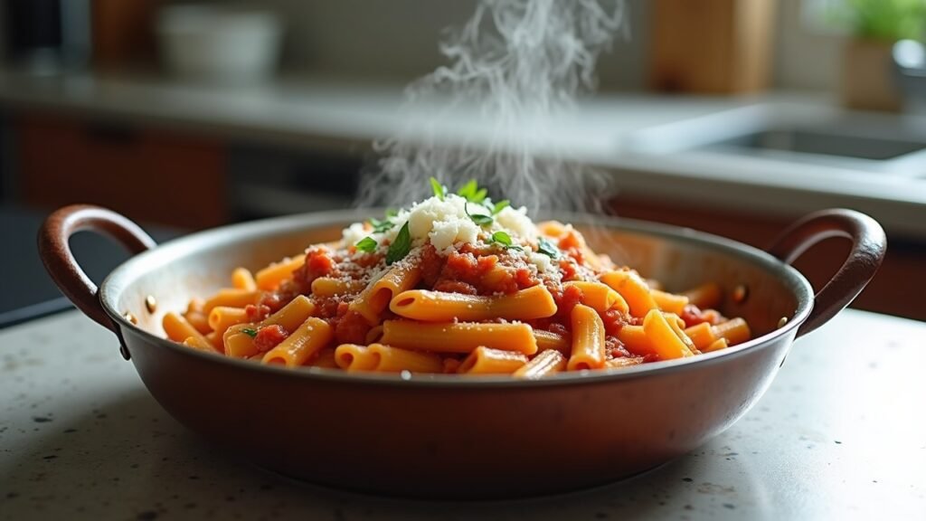 Finished pasta in pot