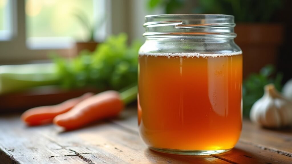 Jar of finished broth