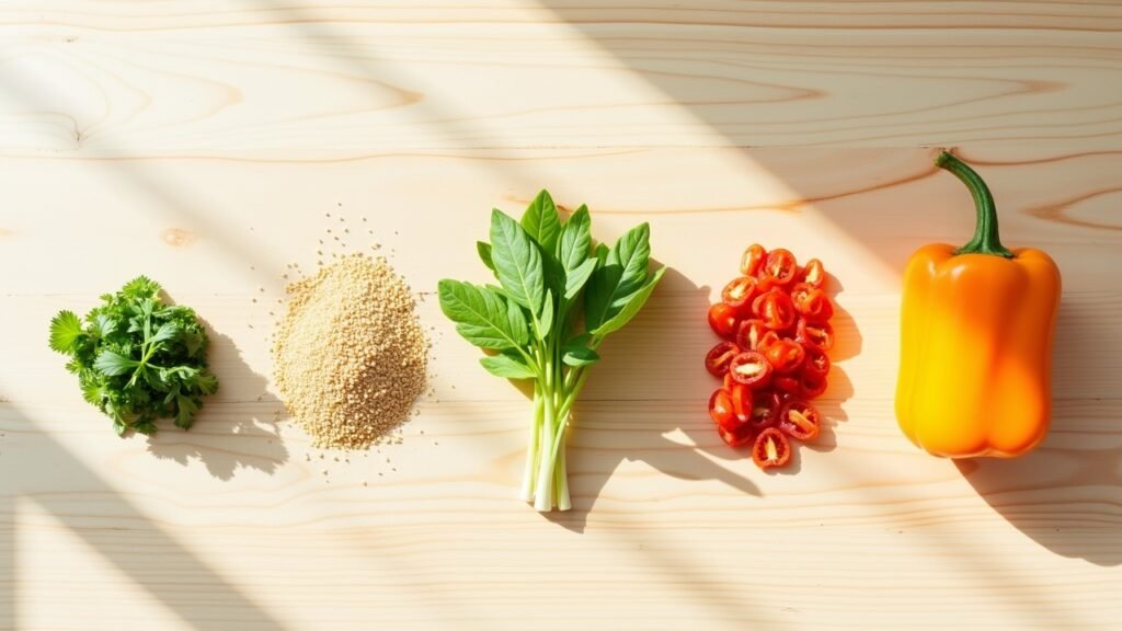 Five ingredients laid out