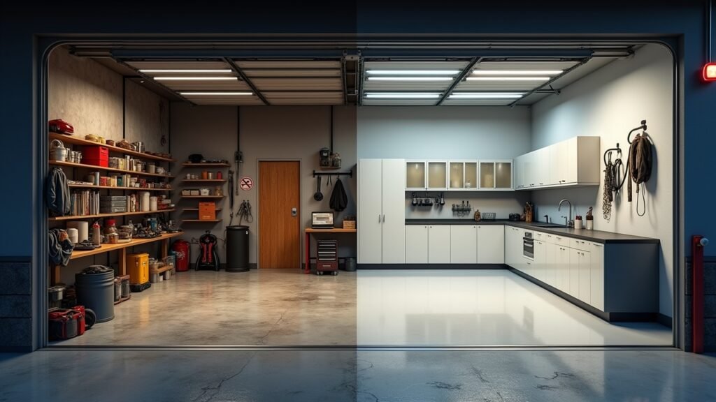 Before and after garage