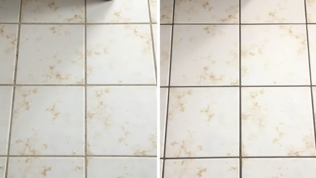 Before and after grout cleaning