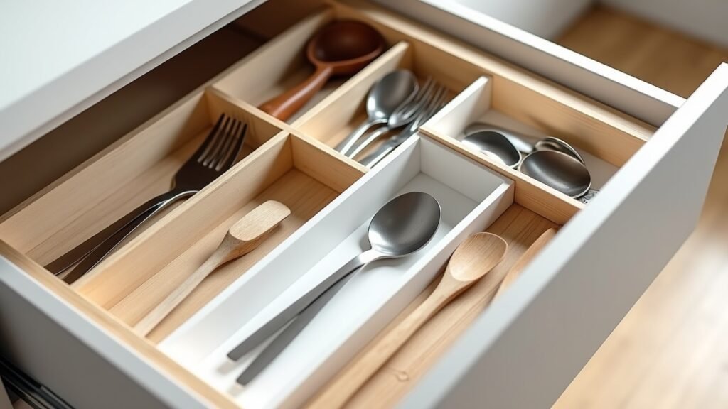 Drawer dividers with utensils
