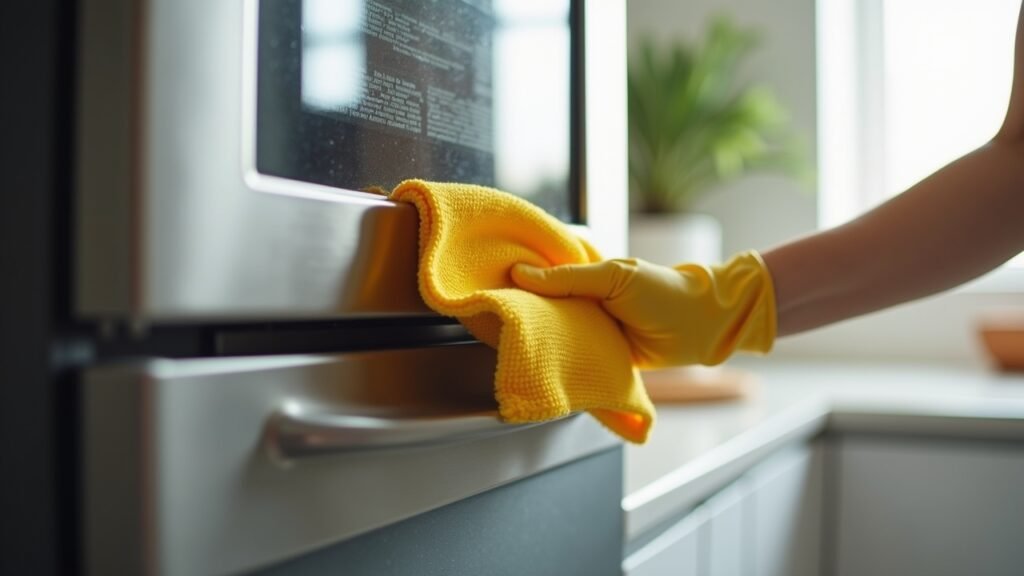 Microfiber cloth on appliance