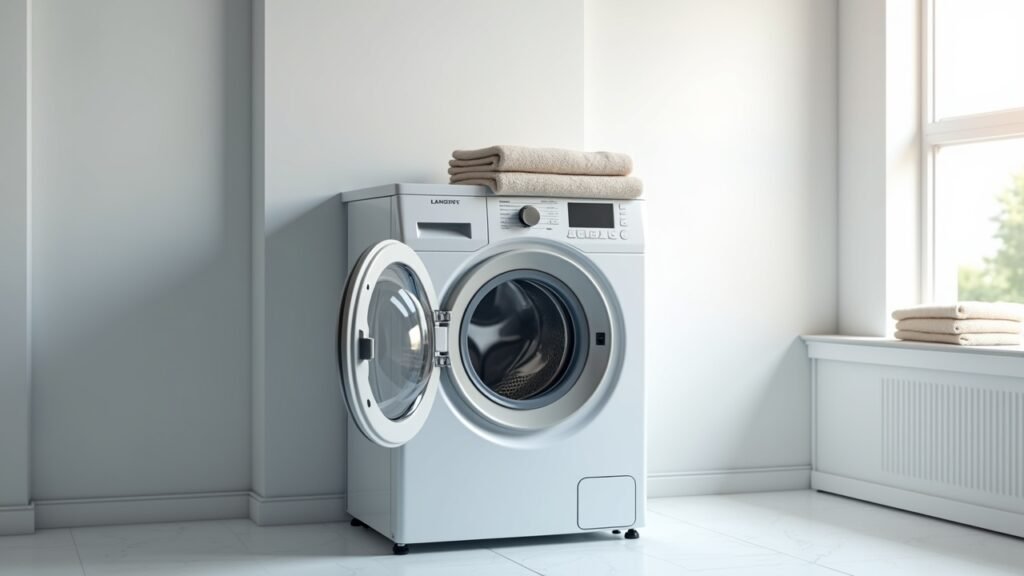 Clean washer with open door