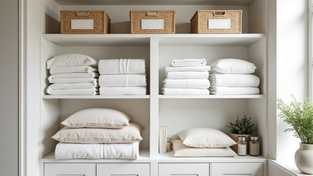 Organized linen closet