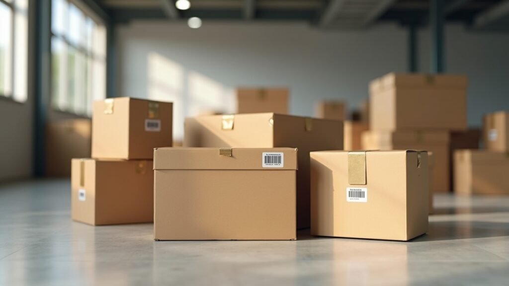 Packing boxes labeled