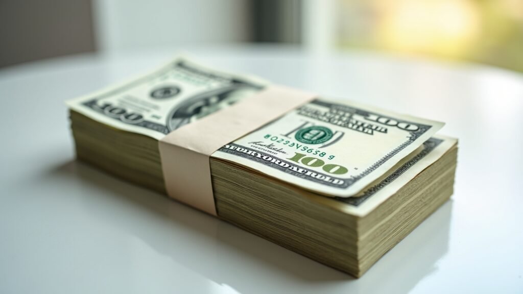 Stack of dollar bills saved