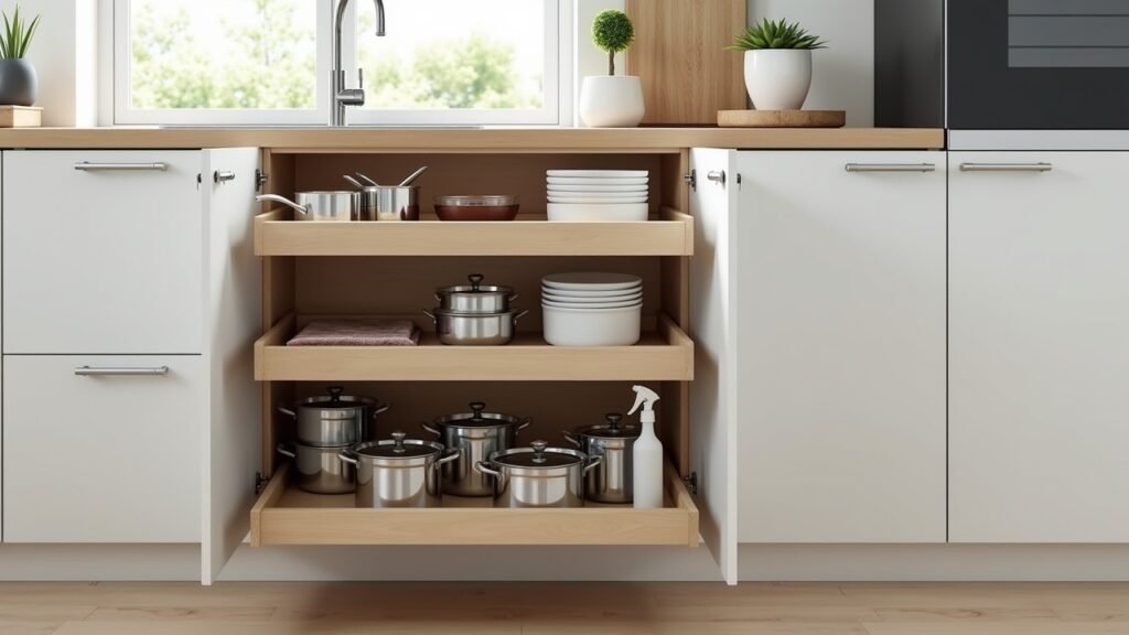 Pull-out organizers installed