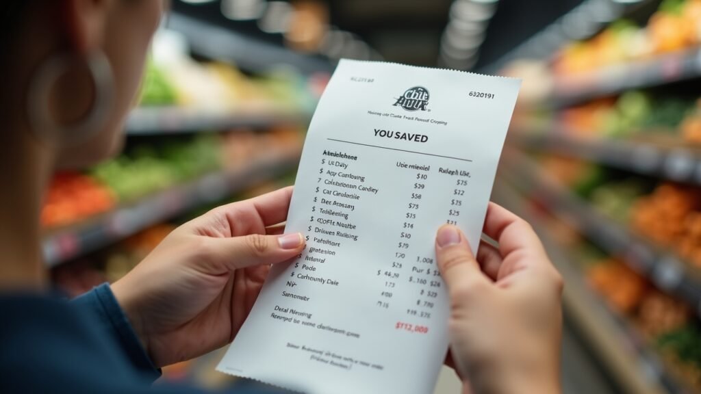 Receipt showing savings
