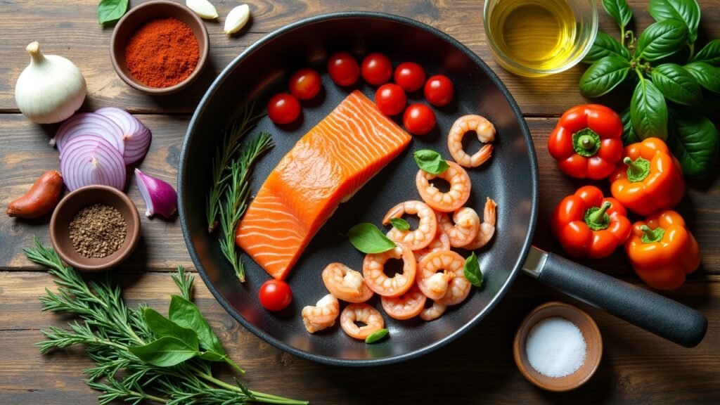 Ingredients arranged on pan