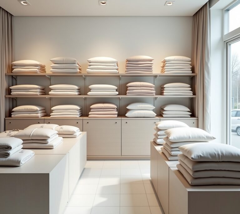 Neatly folded sheets in closet