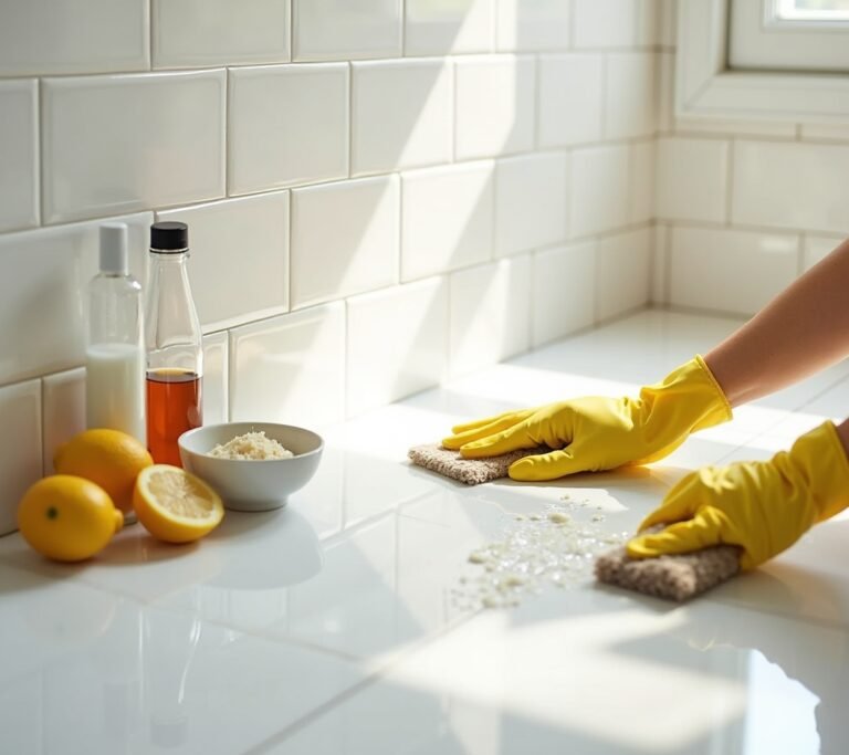Scrubbing tile grout
