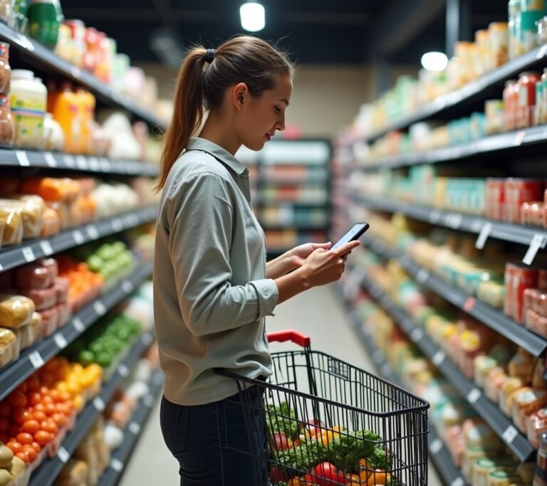 Shopping cart with groceries