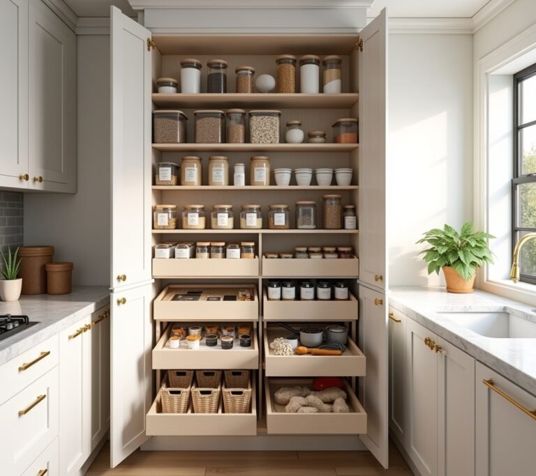 Cluttered kitchen cabinet