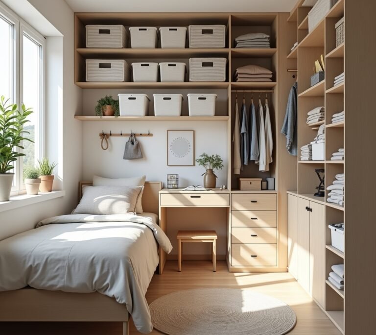 Cluttered small bedroom