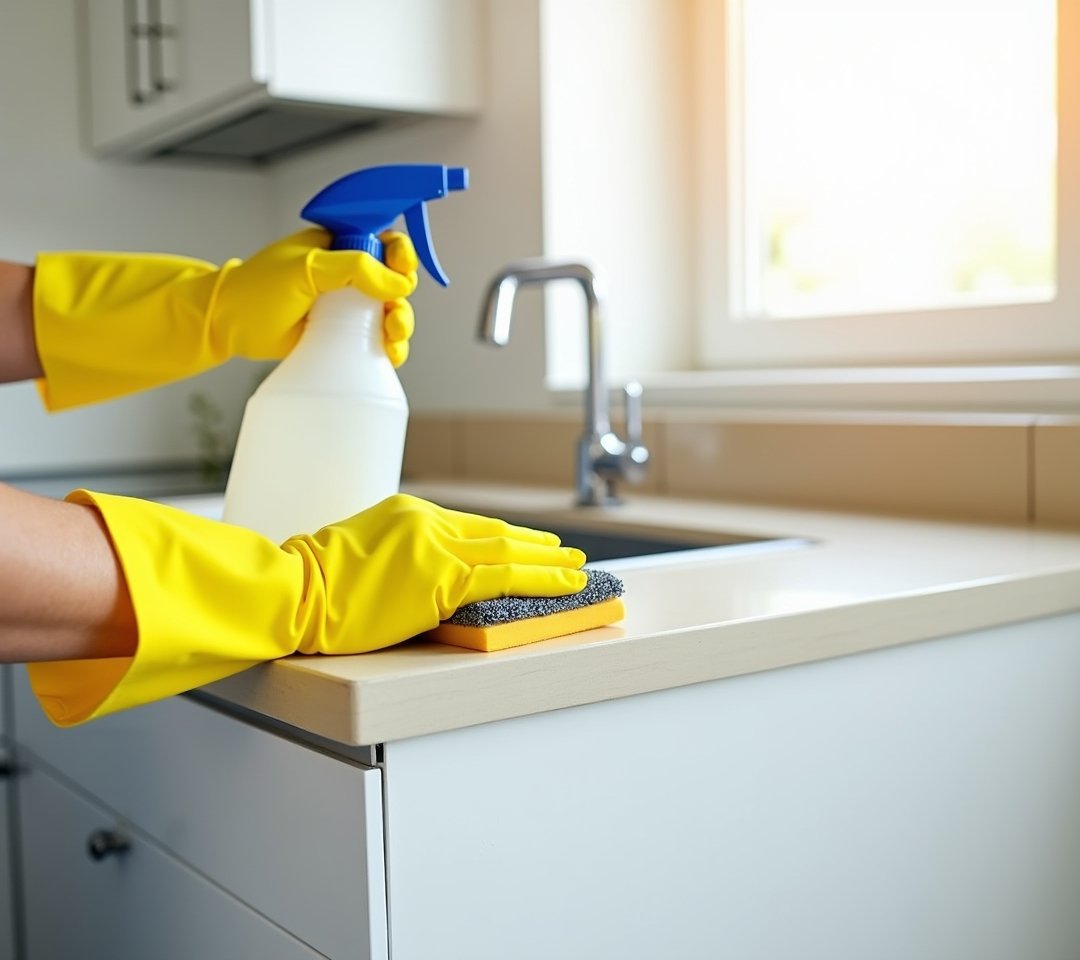 Greasy kitchen cabinet