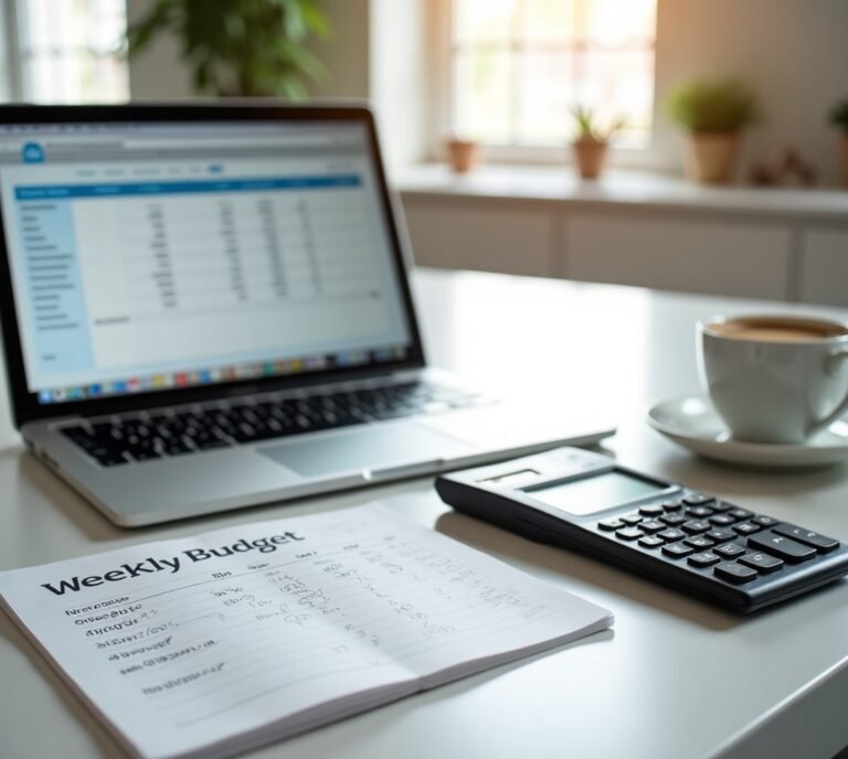 Budget planner on desk