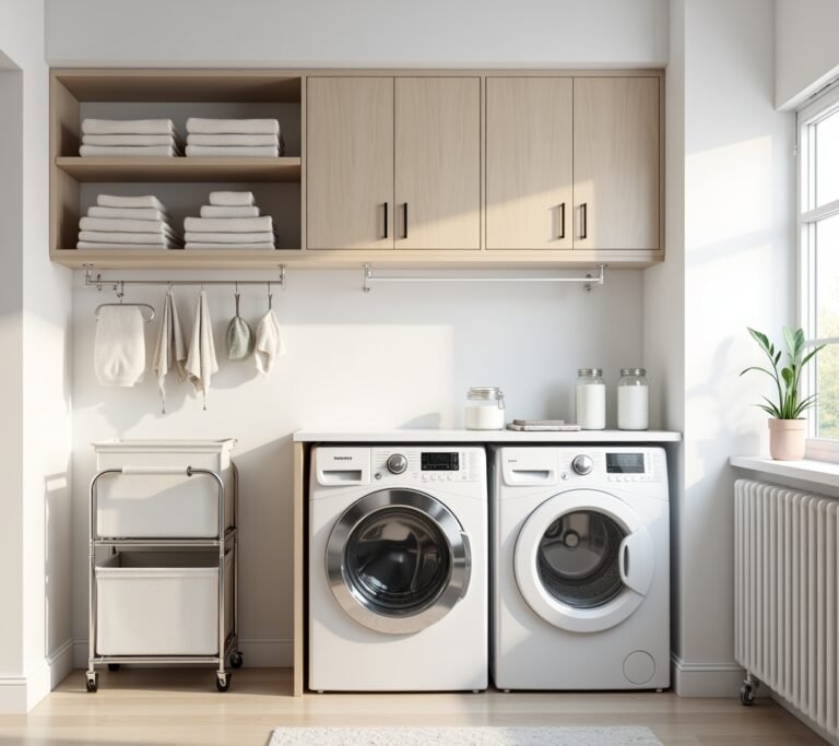 Cramped small laundry room